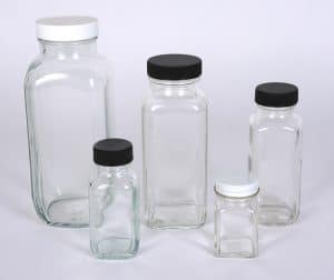 All Glass French Square Bottles