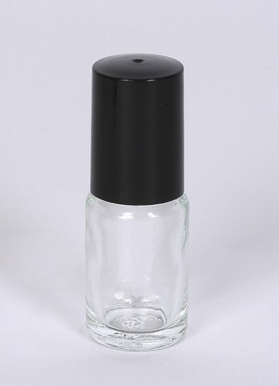 1/8 oz. (1 Dram) Clear Glass Roll-on bottles - Short w/ Black Cap